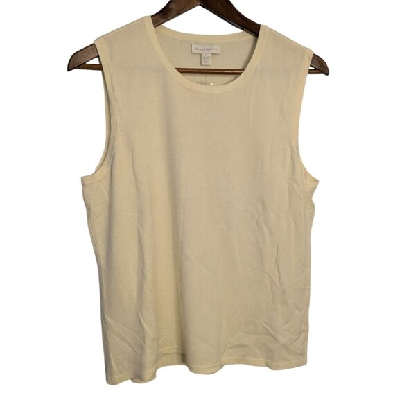 Charter Club Tops - Charter Club Womens Ivory Sleeveless Knit Tank Top L Cotton classic quiet luxury
